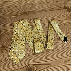 Michael Kors Necktie Yellow Circles Neck Tie Silk Geometric Preppy Career Office